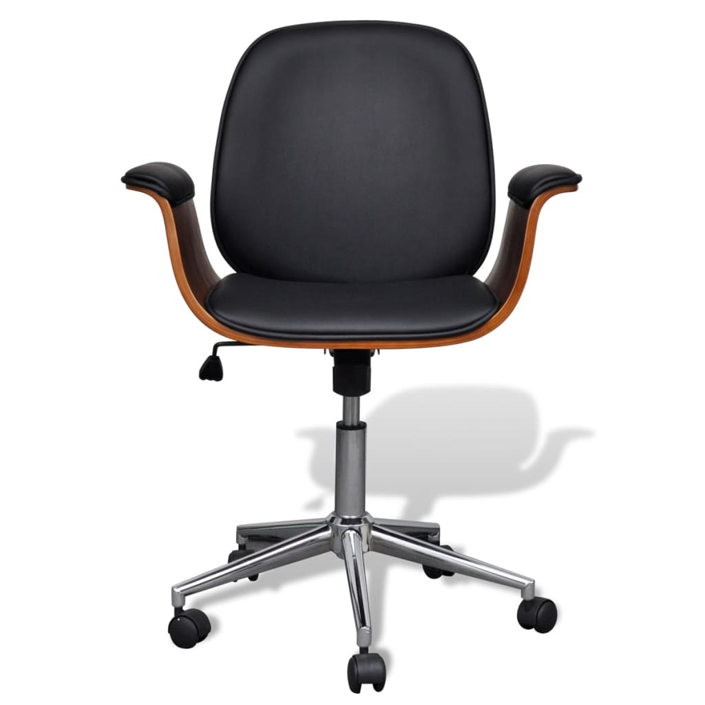 Swivel Arm Chair Bent Wood and Faux Leather