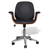 Swivel Arm Chair Bent Wood and Faux Leather