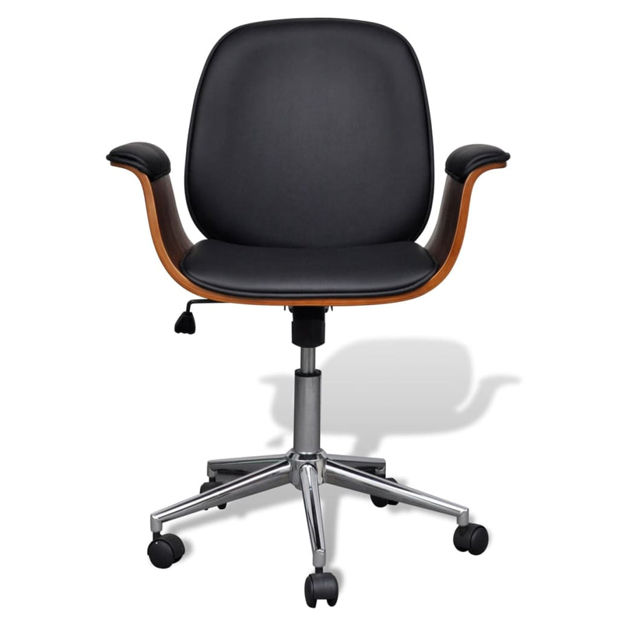 Swivel Arm Chair Bent Wood and Faux Leather