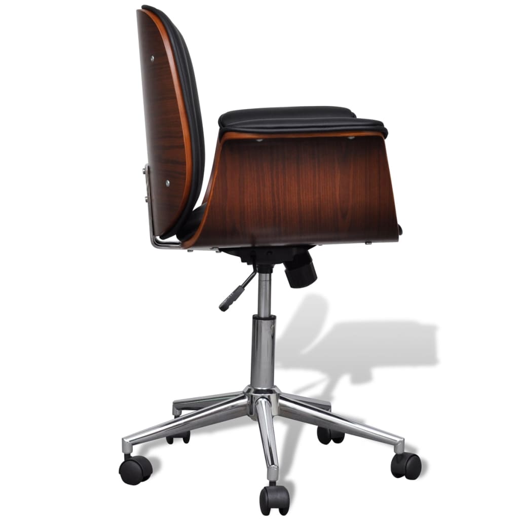 Swivel Arm Chair Bent Wood and Faux Leather