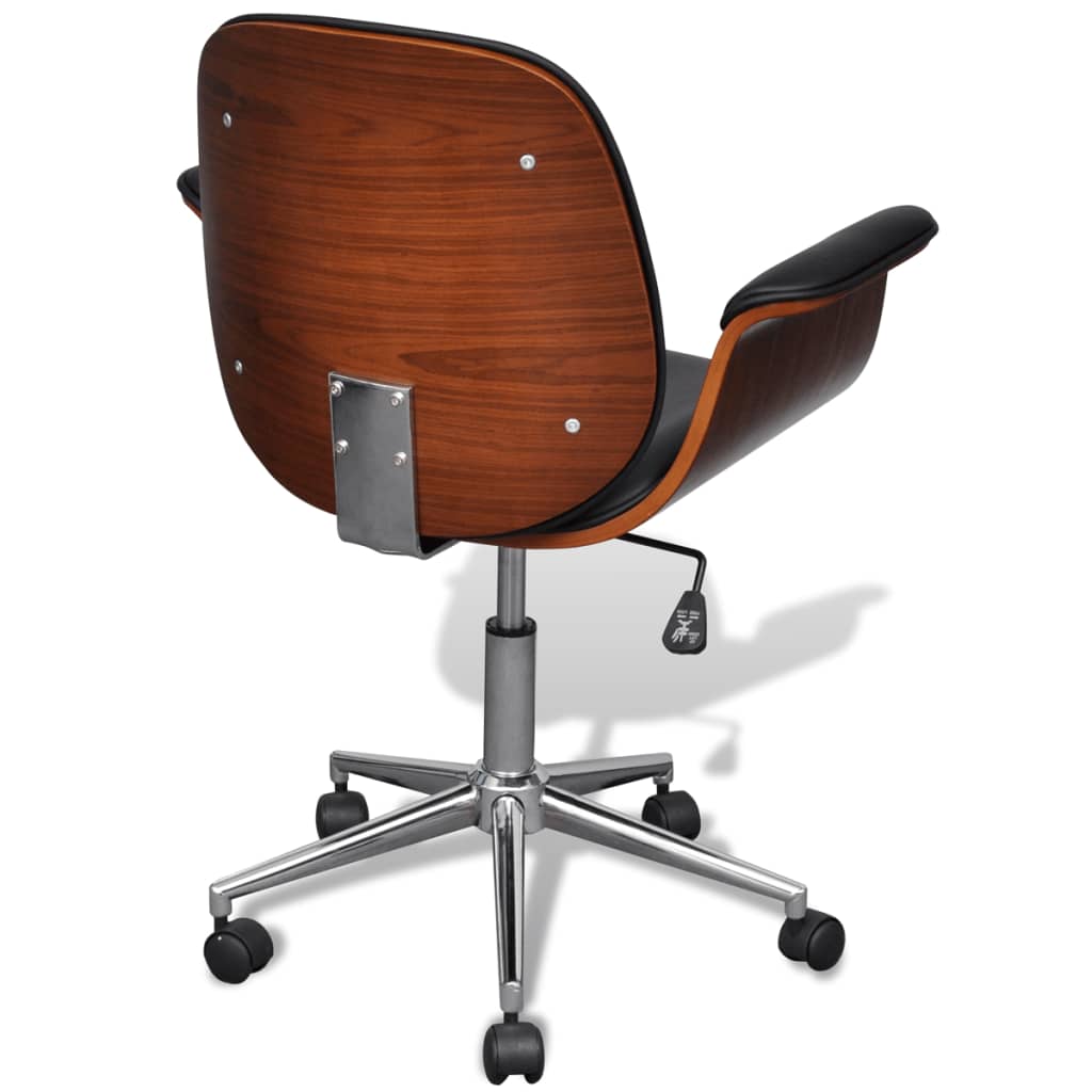 Swivel Arm Chair Bent Wood and Faux Leather