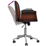Swivel Arm Chair Bent Wood and Faux Leather