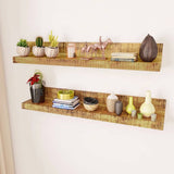 Solid Wood Wall Mounted Display Shelf 2 pcs - Front View