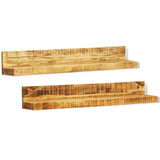 Solid Wood Wall Mounted Display Shelf 2 pcs - Close-Up Angle