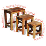 Nesting Table Set 3 Pieces Vintage Reclaimed Wood - Extra Image
