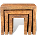 Nesting Table Set 3 Pieces Solid Mango Wood