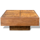 Coffee Table Brown Square Solid Mango Wood - Front View