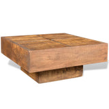 Coffee Table Brown Square Solid Mango Wood - Side View