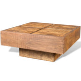 Coffee Table Brown Square Solid Mango Wood - Top-Down View