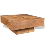 Coffee Table Brown Square Solid Mango Wood - 45-Degree Angle