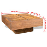 Coffee Table Brown Square Solid Mango Wood