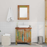 Reclaimed Solid Wood Bathroom Vanity Cabinet Set with Mirror - Side View