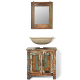 Reclaimed Solid Wood Bathroom Vanity Cabinet Set with Mirror - Top-Down View