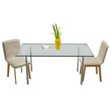 vidaXL Dining Chairs 2 pcs Beige Fabric and Solid Oak Wood - Front View