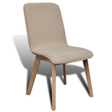 vidaXL Dining Chairs 2 pcs Beige Fabric and Solid Oak Wood - Side View