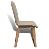 vidaXL Dining Chairs 2 pcs Beige Fabric and Solid Oak Wood - 45-Degree Angle