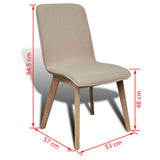 vidaXL Dining Chairs 2 pcs Beige Fabric and Solid Oak Wood - Close-Up Angle