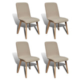 Dining Chairs 4 pcs Beige Fabric and Solid Oak Wood