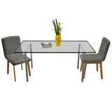 Dining Chairs 2 pcs Light Grey Fabric and Solid Oak Wood - Front View