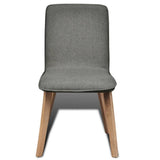 Dining Chairs 2 pcs Light Grey Fabric and Solid Oak Wood