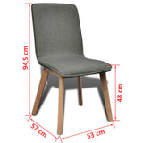 Dining Chairs 4 pcs Light Grey Fabric and Solid Oak Wood - Close-Up Angle
