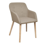 Dining Chairs 2 pcs Beige Fabric and Solid Oak Wood - Front View
