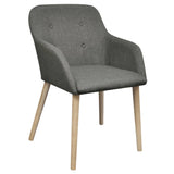 Dining Chairs 2 pcs Light Grey Fabric and Solid Oak Wood - Front View