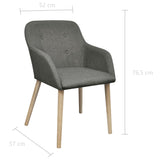 Dining Chairs 2 pcs Light Grey Fabric and Solid Oak Wood - Rear View