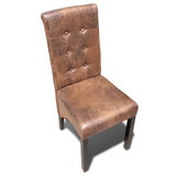 Dining Chairs 2 pcs Brown Faux Leather - Front View