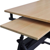 Two Drawers Tiltable Tabletop Drawing Table with Stool - Rear View