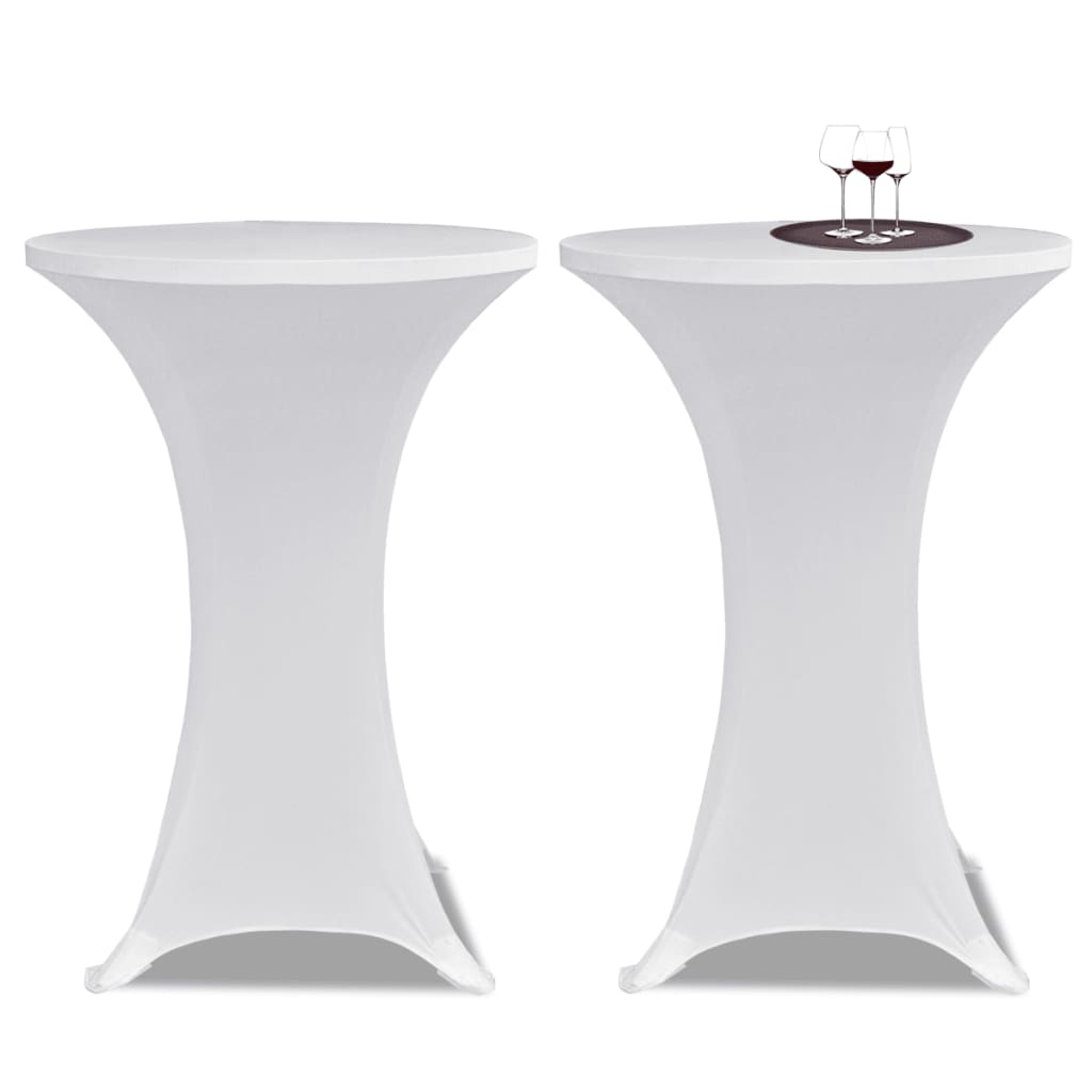 Standing Table Cover Ø 70 cm White Stretch 2 pcs