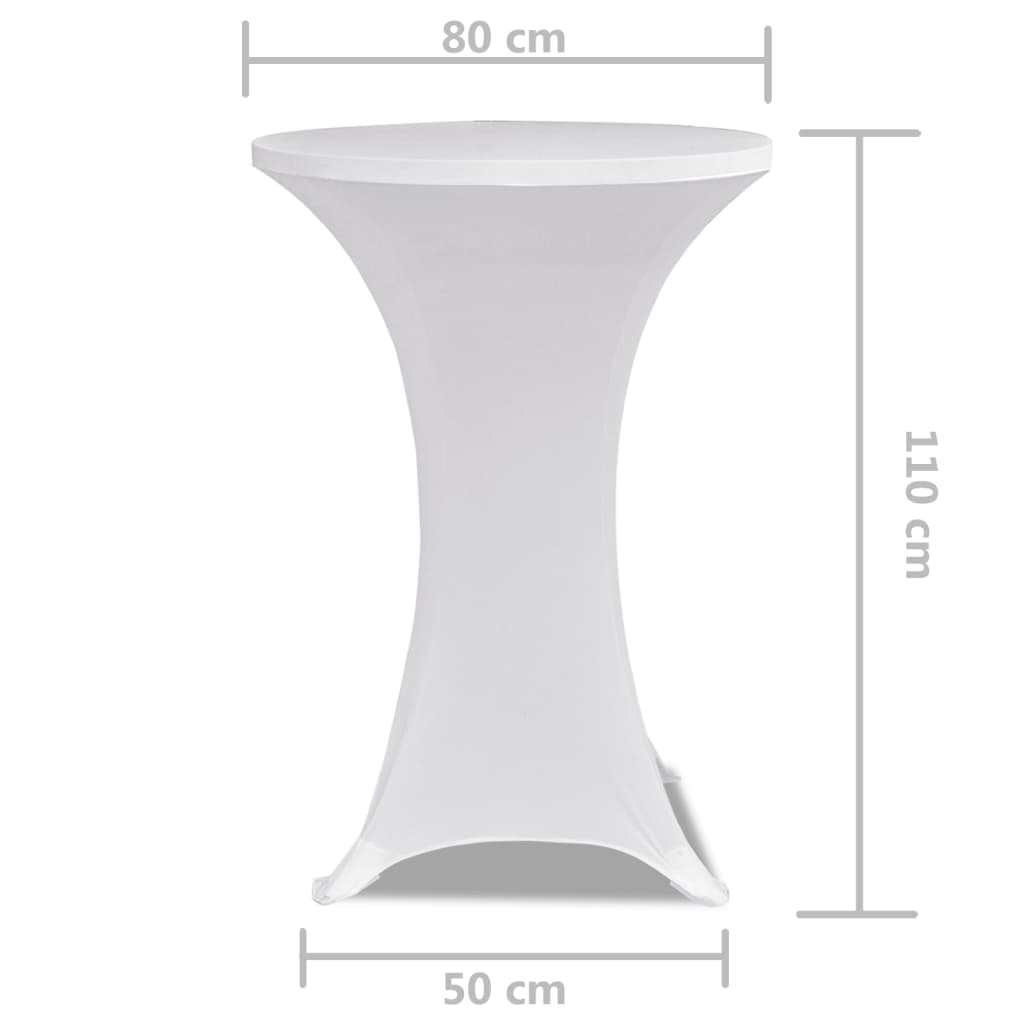 Standing Table Cover Ø 80 cm White Stretch 2 pcs