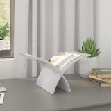 Wooden Magazine Rack Floor Standing White - Side View