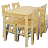 Wooden Dining Table with 4 Chairs Natural - Front View