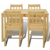 Wooden Dining Table with 4 Chairs Natural - Side View