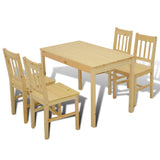 Wooden Dining Table with 4 Chairs Natural - Rear View