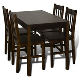 Wooden Dining Table with 4 Chairs Brown - Front View