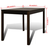 Wooden Dining Table with 4 Chairs Brown - Low Angle