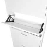 White Wooden Shoe Cabinet with 5 Compartments - 45-Degree Angle