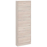 Oak Look Wooden Shoe Cabinet with 5 Compartments - Front View
