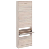 Oak Look Wooden Shoe Cabinet with 5 Compartments