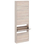 Oak Look Wooden Shoe Cabinet with 5 Compartments