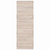 Oak Look Wooden Shoe Cabinet with 5 Compartments