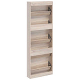 Oak Look Wooden Shoe Cabinet with 5 Compartments