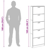 Oak Look Wooden Shoe Cabinet with 5 Compartments