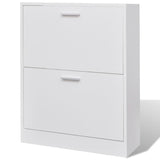 Shoe Cabinet with 2 Compartments Wooden White - Front View