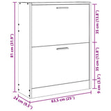 Shoe Cabinet with 2 Compartments Wooden White