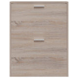 Oak Look Wooden Shoe Cabinet with 2 Compartments