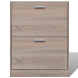 Oak Look Wooden Shoe Cabinet with 2 Compartments - Side View
