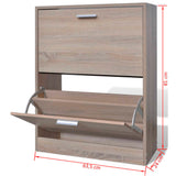 Oak Look Wooden Shoe Cabinet with 2 Compartments - Rear View